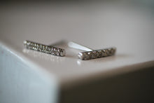 Load image into Gallery viewer, 14K White Gold Diamond Bar Earrings