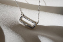 Load image into Gallery viewer, 14K White Gold Diamond Oblong Necklace