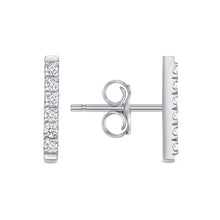 Load image into Gallery viewer, 14K White Gold Diamond Bar Earrings