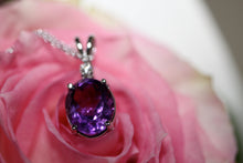 Load image into Gallery viewer, 14K White Gold Large Amethyst Pendant Necklace