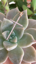 Load image into Gallery viewer, 14K Rose Gold Thin Diamond Cross Necklace