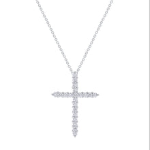 Load image into Gallery viewer, 14K White Gold Medium Diamond Cross Necklace