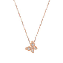 Load image into Gallery viewer, 14K Rose Gold Hanging Butterfly Diamond Necklace
