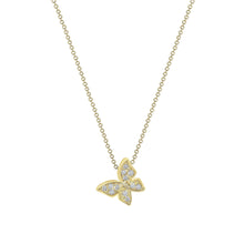 Load image into Gallery viewer, 14K Yellow Gold Hanging Butterfly Diamond Necklace