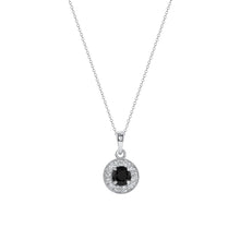 Load image into Gallery viewer, 14K White Gold Diamond and Sapphire Circle Necklace