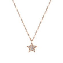 Load image into Gallery viewer, 14K Rose Gold Diamond Cluster Star Necklace
