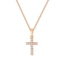 Load image into Gallery viewer, 14K Rose Gold Diamond Mini Box Cross Necklace