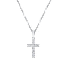 Load image into Gallery viewer, 14K White Gold Diamond Mini Box Cross Necklace