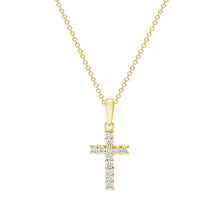 Load image into Gallery viewer, 14K Yellow Gold Diamond Mini Box Cross Necklace
