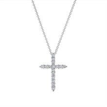 Load image into Gallery viewer, 14K White Gold Small Diamond Cross Necklace