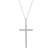 Load image into Gallery viewer, 14K White Gold Thin Diamond Cross Necklace