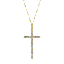 Load image into Gallery viewer, 14K Yellow Gold Thin Diamond Cross Necklace