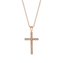 Load image into Gallery viewer, 14K Rose Gold Illusion Diamond Cross Necklace