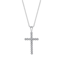 Load image into Gallery viewer, 14K White Gold Illusion Diamond Cross Necklace