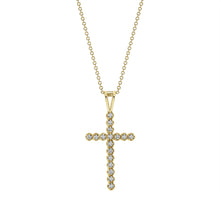 Load image into Gallery viewer, 14K Yellow Gold Illusion Diamond Cross Necklace