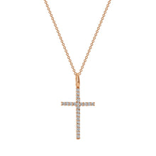 Load image into Gallery viewer, 14K Rose Gold Diamond Box Cross Necklace