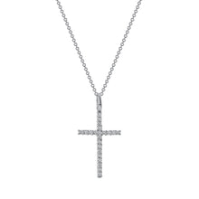 Load image into Gallery viewer, 14K White Gold Diamond Box Cross Necklace