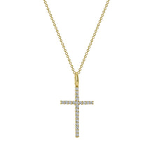 Load image into Gallery viewer, 14K Yellow Gold Diamond Box Cross Necklace