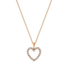 Load image into Gallery viewer, 14K Rose Gold Small Diamond Heart Necklace