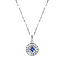 Load image into Gallery viewer, 14K White Gold Diamond/Saphire Circle Necklace