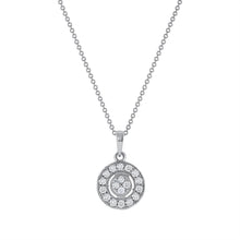 Load image into Gallery viewer, 14K White Gold Diamond Cluster Circle Necklace