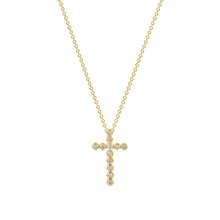 Load image into Gallery viewer, 14K Yellow Gold Mini Illusion Diamond Cross Necklace