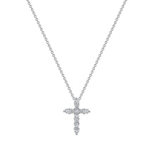 Load image into Gallery viewer, 14K White Gold Diamond Petite Cross Necklace