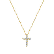 Load image into Gallery viewer, 14K Yellow Gold Diamond Petite Cross Necklace