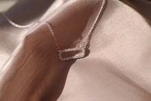 Load image into Gallery viewer, 14K White Gold Diamond Oblong Necklace
