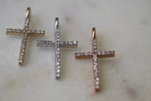 Load image into Gallery viewer, 14K White Gold Diamond Box Cross Necklace