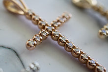 Load image into Gallery viewer, 14K Rose Gold Illusion Diamond Cross Necklace