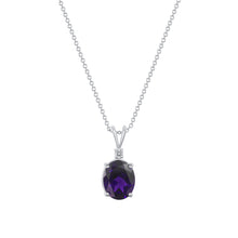 Load image into Gallery viewer, 14K White Gold Large Amethyst Pendant Necklace