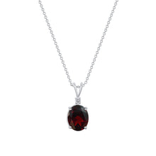 Load image into Gallery viewer, 14K White Gold Large Garnet Pendant Necklace