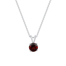 Load image into Gallery viewer, 14K White Gold Round Garnet Pendant Necklace
