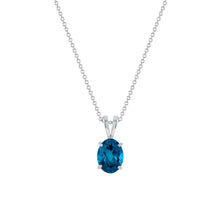 Load image into Gallery viewer, 14K White Gold Oval Topaz Pendant Necklace