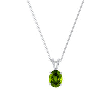 Load image into Gallery viewer, 14K White Gold Oval Peridot Pendant Necklace