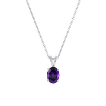 Load image into Gallery viewer, 14K White Gold Oval Amethyst Pendant Necklace