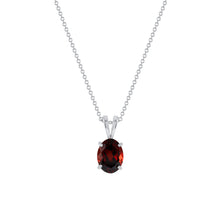 Load image into Gallery viewer, 14K White Gold Oval Garnet Pendant Necklace