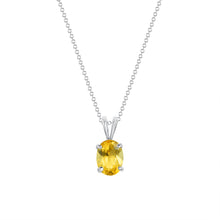 Load image into Gallery viewer, 14K White Gold Oval Citrine Pendant Necklace