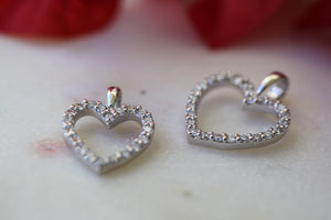 14K White Gold Medium Diamond Heart Necklace