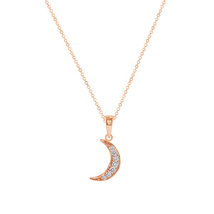 14K Rose Gold Crescent Moon Necklace
