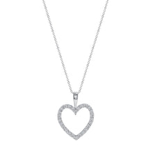 Load image into Gallery viewer, 14K White Gold Medium Diamond Heart Necklace

