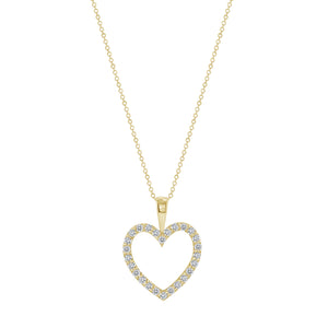 14K Yellow Gold Medium Diamond Heart Necklace