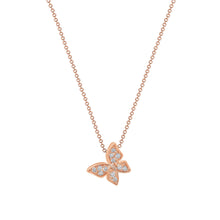 Load image into Gallery viewer, 14K Rose Gold Hanging Butterfly Diamond Necklace

