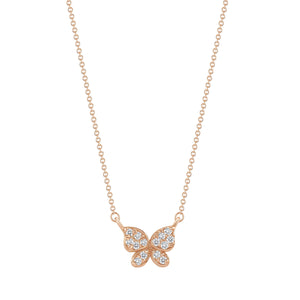 14K Rose Gold Butterfly Diamond Necklace