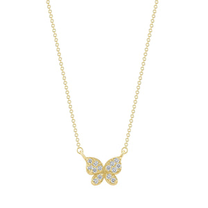 14K Yellow Gold Butterfly Diamond Necklace