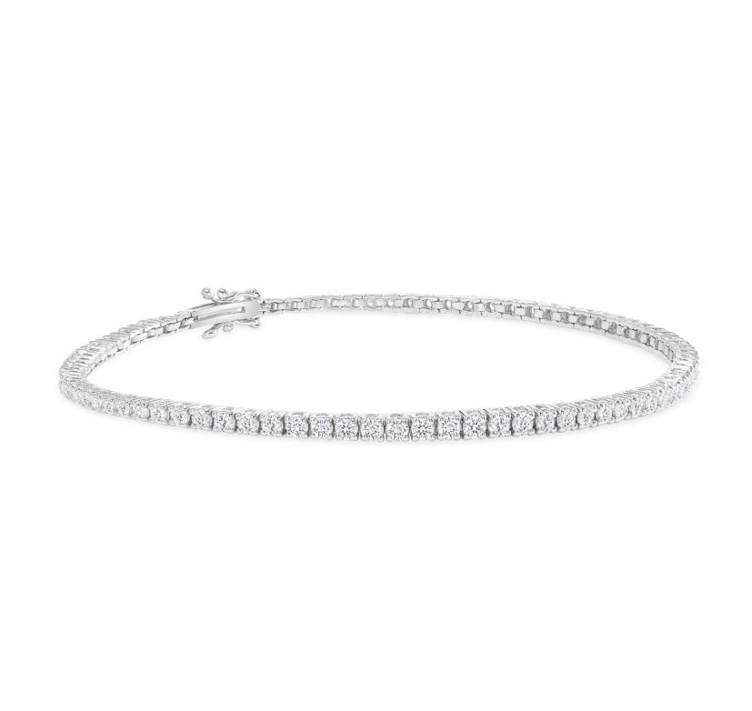 14K White Gold 4.00 ctw Tennis Diamond Bracelet